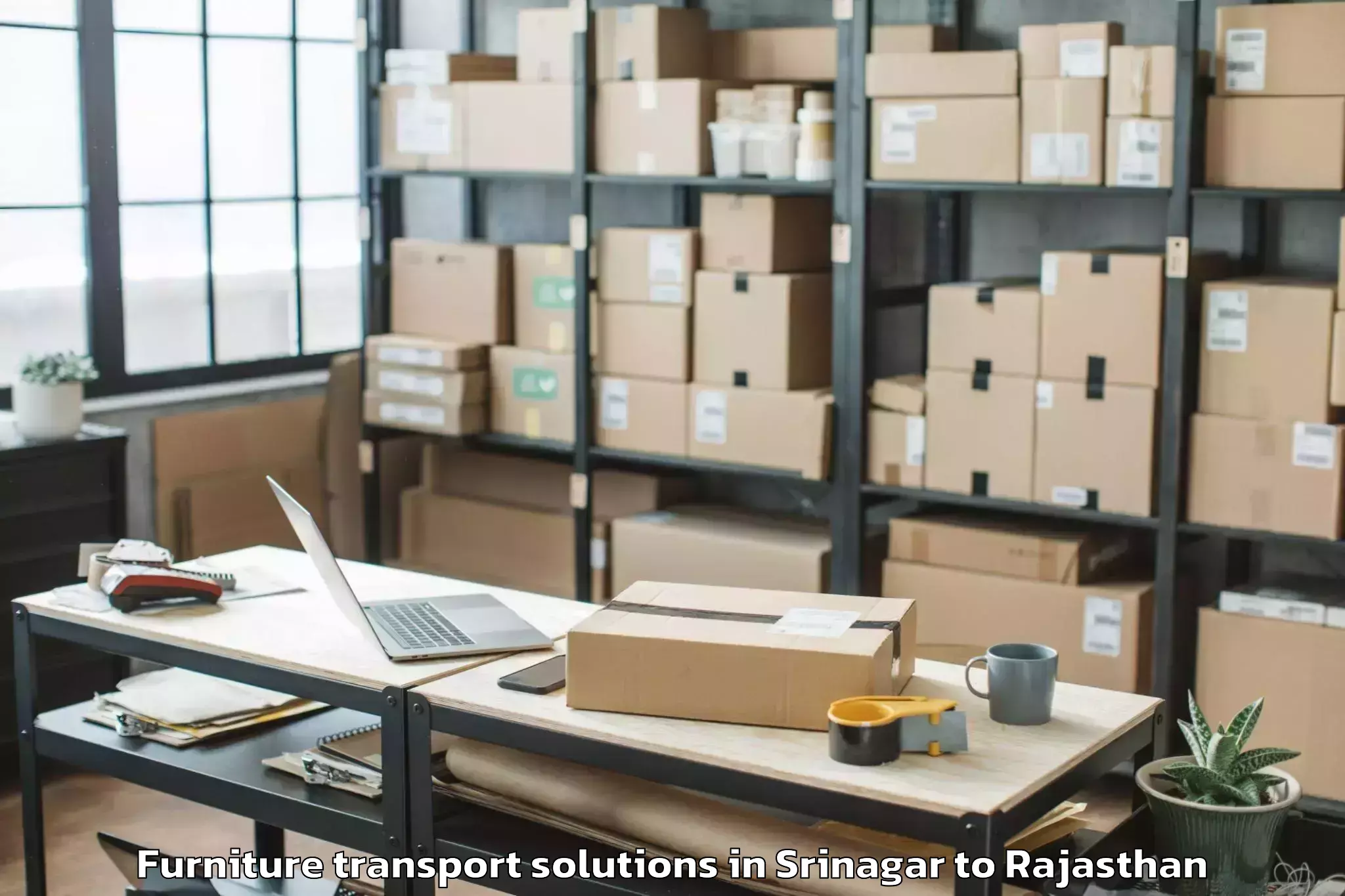 Affordable Srinagar to Ghatol Furniture Transport Solutions